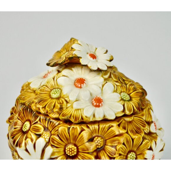 Fred Roberts Co. Daisy Round Cookie Jar Vintage - Picture 2 of 10